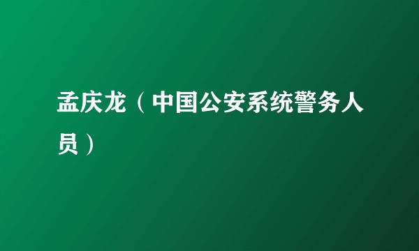 孟庆龙（中国公安系统警务人员）