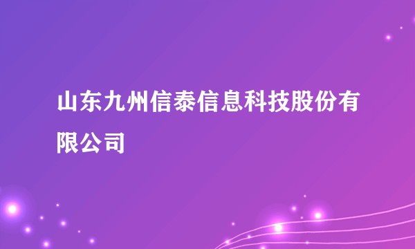 山东九州信泰信息科技股份有限公司