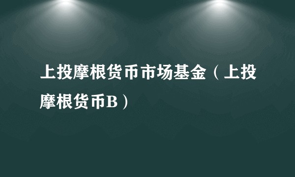 上投摩根货币市场基金(上投摩根货币B)