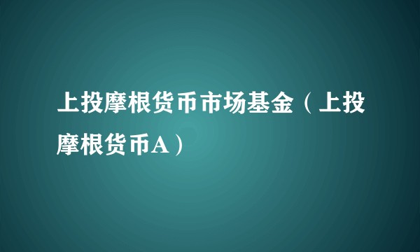 上投摩根货币市场基金（上投摩根货币A）
