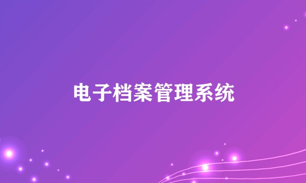 电子档案管理系统