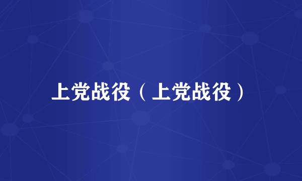 上党战役（上党战役）