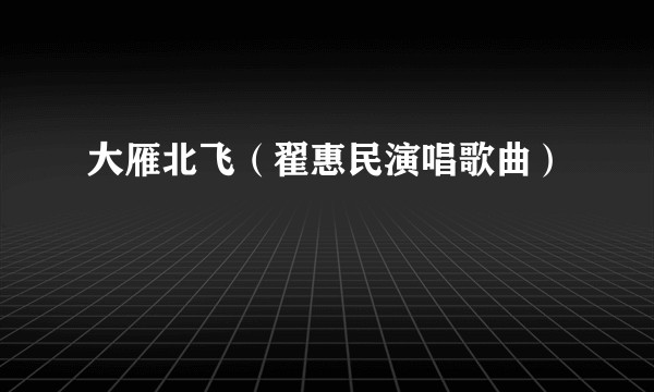 大雁北飞（翟惠民演唱歌曲）