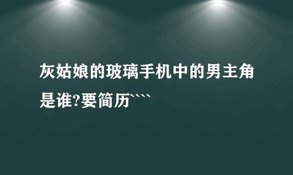 灰姑娘的玻璃手机中的男主角是谁?要简历````