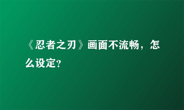 《忍者之刃》画面不流畅,怎么设定?