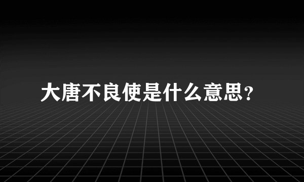 大唐不良使是什么意思？