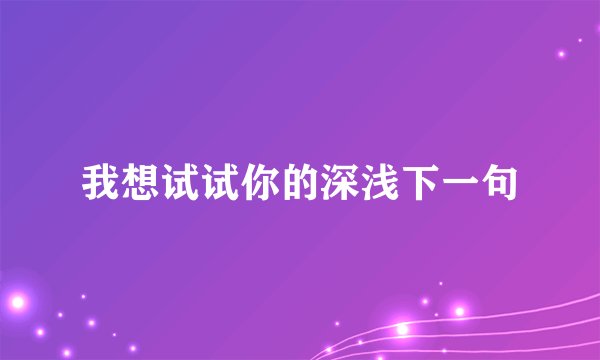 我想试试你的深浅下一句