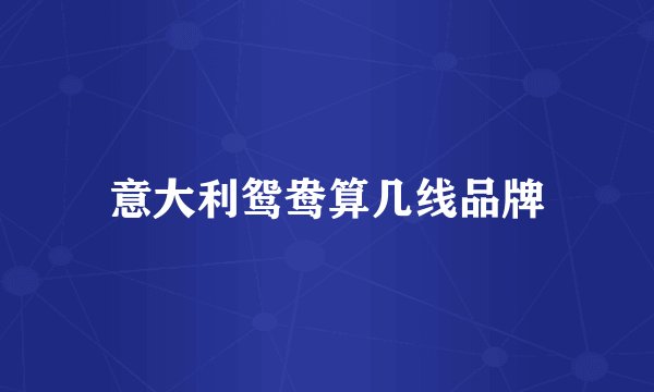 意大利鸳鸯算几线品牌