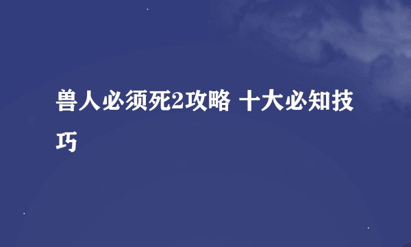 兽人必须死2攻略 十大必知技巧