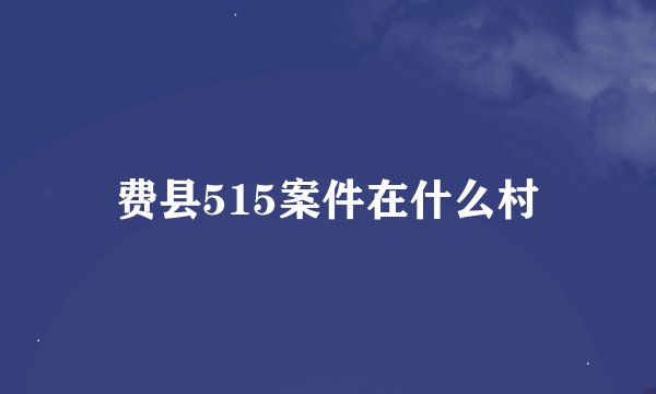费县515案件在什么村