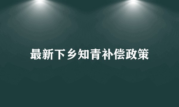 最新下乡知青补偿政策