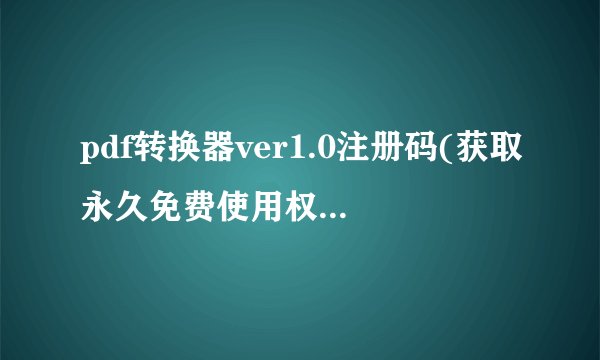 pdf转换器ver1.0注册码(获取永久免费使用权的方法)