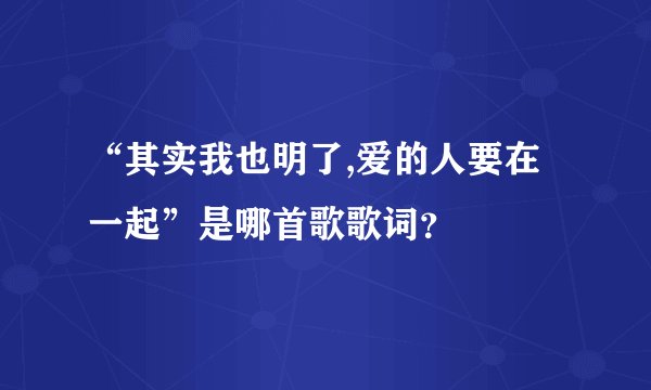 “其实我也明了,爱的人要在一起”是哪首歌歌词?