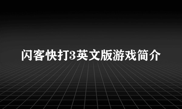 闪客快打3英文版游戏简介