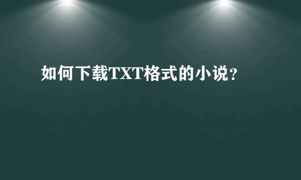 如何下载TXT格式的小说？