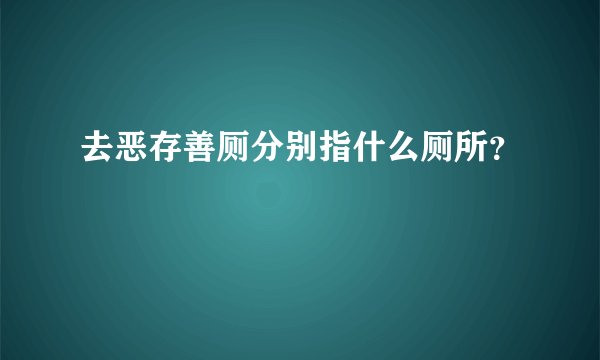 去恶存善厕分别指什么厕所？