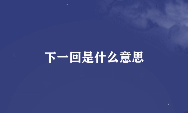 下一回是什么意思
