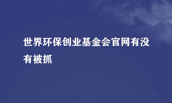 世界环保创业基金会官网有没有被抓