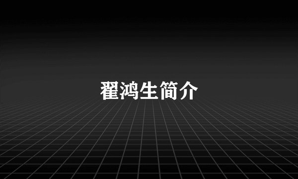 翟鸿生简介