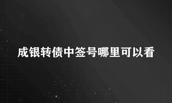 成银转债中签号哪里可以看