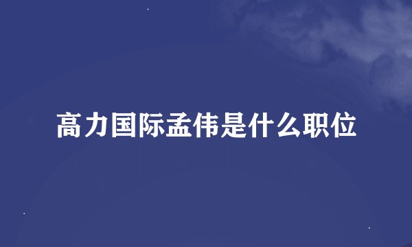 高力国际孟伟是什么职位