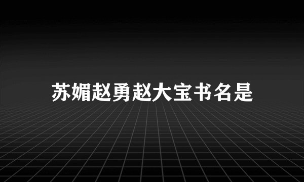 苏媚赵勇赵大宝书名是