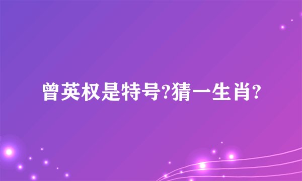 曾英权是特号?猜一生肖?