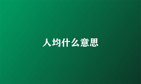 人均什么意思