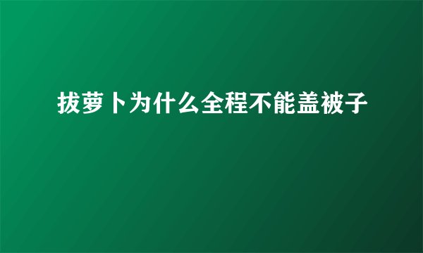 拔萝卜为什么全程不能盖被子