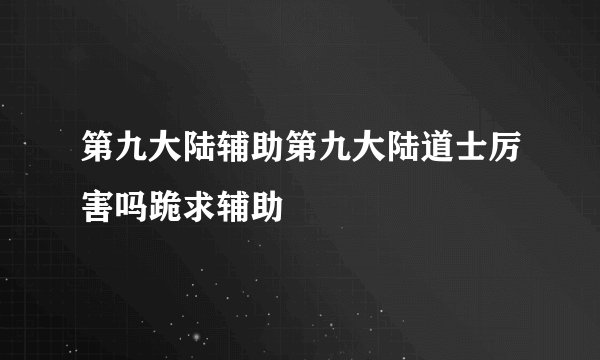 第九大陆辅助第九大陆道士厉害吗跪求辅助