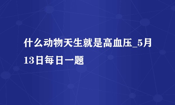 什么动物天生就是高血压_5月13日每日一题