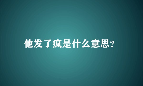 他发了疯是什么意思？