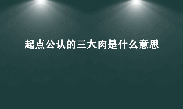 起点公认的三大肉是什么意思