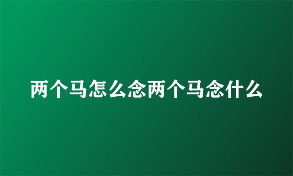 两个马怎么念两个马念什么