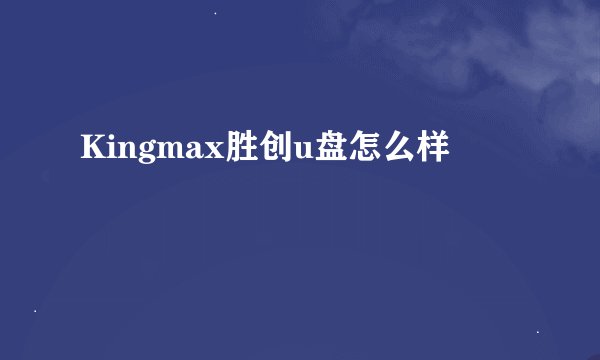 Kingmax胜创u盘怎么样