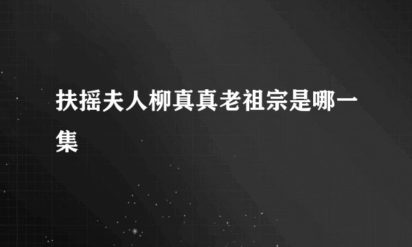 扶摇夫人柳真真老祖宗是哪一集