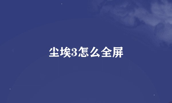 尘埃3怎么全屏