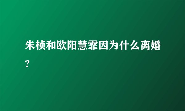朱桢和欧阳慧霏因为什么离婚?