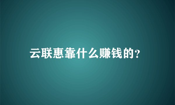 云联惠靠什么赚钱的？