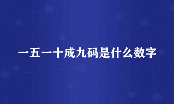 一五一十成九码是什么数字