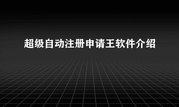 超级自动注册申请王软件介绍