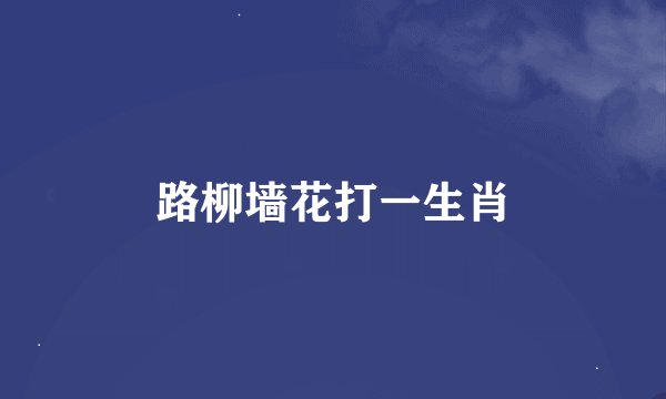 路柳墙花打一生肖