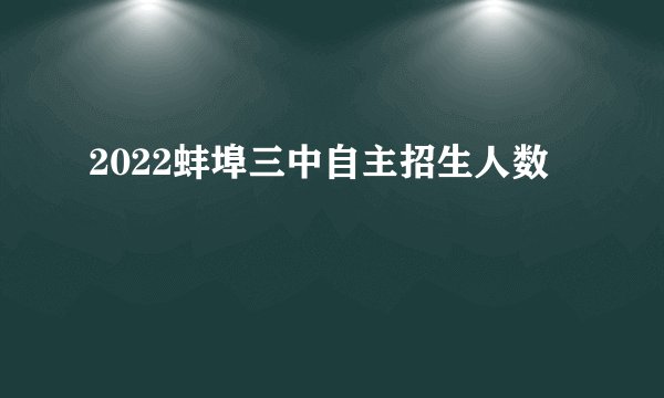 2022蚌埠三中自主招生人数