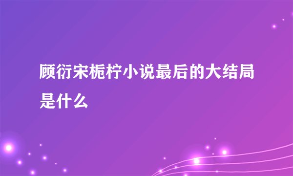 顾衍宋栀柠小说最后的大结局是什么