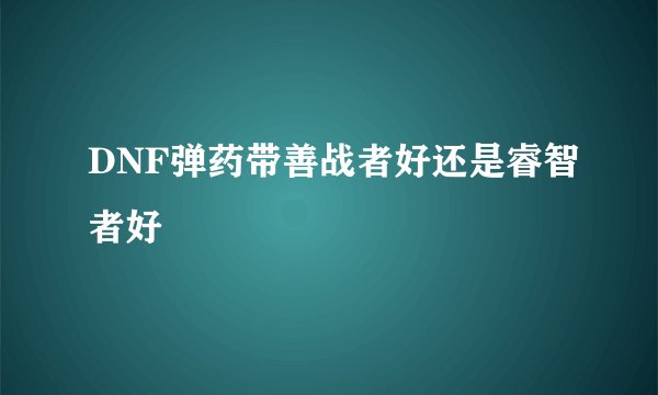 DNF弹药带善战者好还是睿智者好