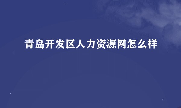 青岛开发区人力资源网怎么样