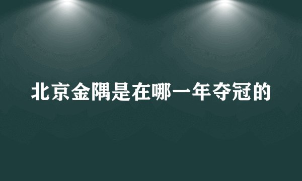 北京金隅是在哪一年夺冠的