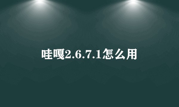哇嘎2.6.7.1怎么用