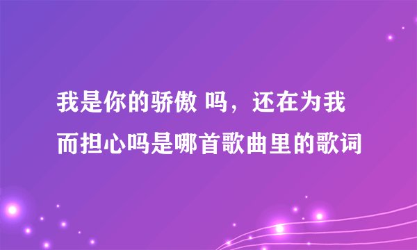 我是你的骄傲 吗,还在为我而担心吗是哪首歌曲里的歌词