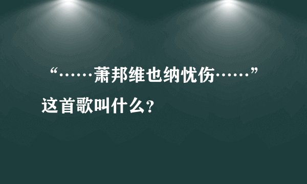 “……萧邦维也纳忧伤……”这首歌叫什么？